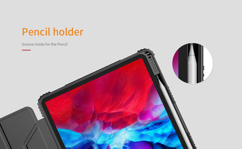 خرید فلیپ کاور چرمی پشت شفاف بامپر دار iPad Pro 12.9 2022 مارک نیلکین مدل Bumper