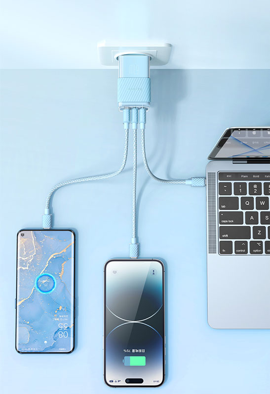 خرید شارژر سریع دیواری 67 وات مک دودو با سه پورت خروجی Mcdodo CH-150 Dichromatic GaN 5 Mini Fast Charger 67W