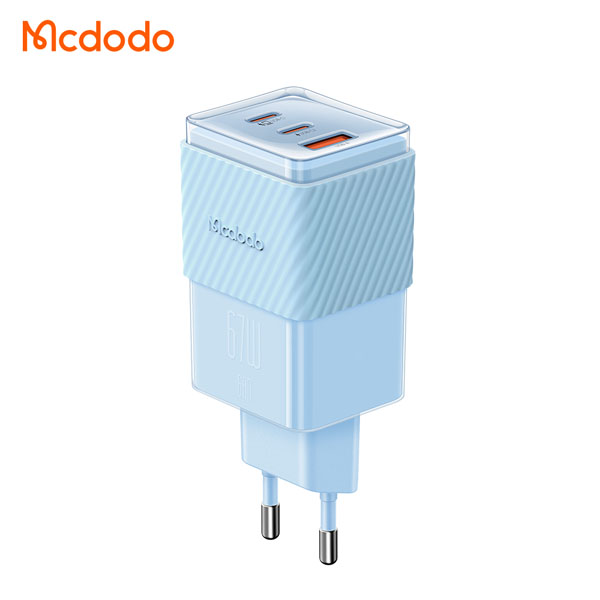 خرید شارژر سریع دیواری 67 وات مک دودو با سه پورت خروجی Mcdodo CH-150 Dichromatic GaN 5 Mini Fast Charger 67W