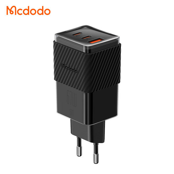 خرید شارژر سریع دیواری 67 وات مک دودو با سه پورت خروجی Mcdodo CH-150 Dichromatic GaN 5 Mini Fast Charger 67W