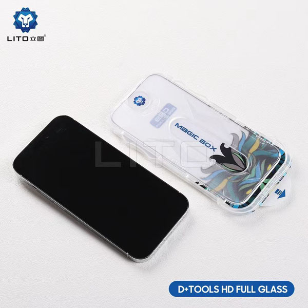 خرید گلس شفاف با ابزار مخصوص نصب iPhone 14 Pro Max مارک LITO مدل Magic Box D+ HD Glass