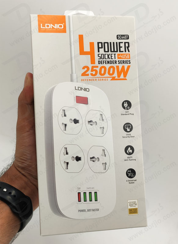 خرید چند راهی برق + خروجی فست شارژ 18 وات USB-A برند LDNIO مدل SC4407