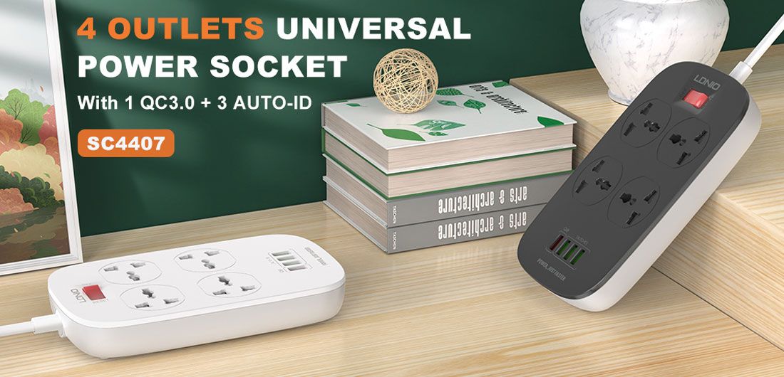 خرید چند راهی برق + خروجی فست شارژ 18 وات USB-A برند LDNIO مدل SC4407