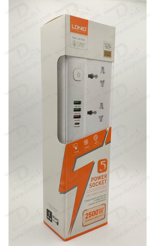 خرید 5 راهی برق + خروجی فست شارژ 20 وات USB-A و USB-C برند LDNIO مدل SC5415