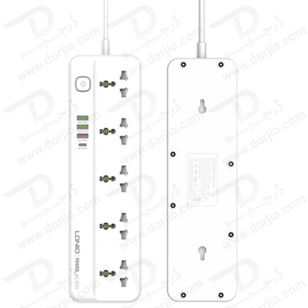 خرید 5 راهی برق + خروجی فست شارژ 20 وات USB-A و USB-C برند LDNIO مدل SC5415