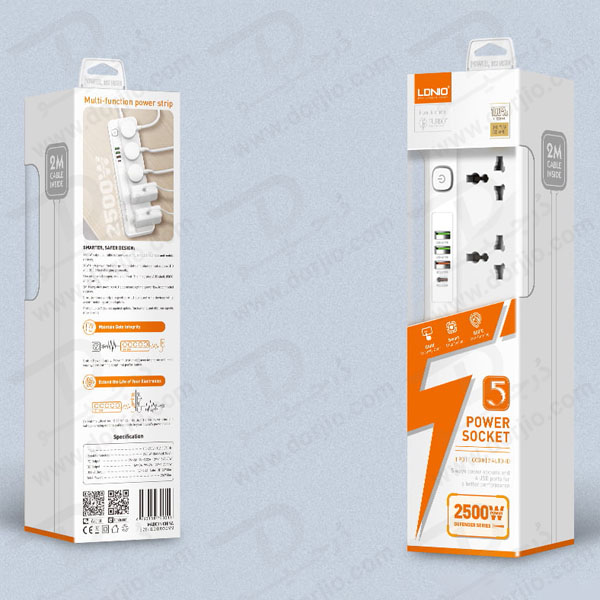 خرید 5 راهی برق + خروجی فست شارژ 20 وات USB-A و USB-C برند LDNIO مدل SC5415