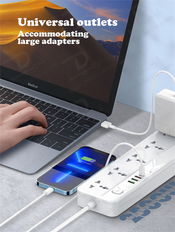 خرید 5 راهی برق + خروجی فست شارژ 20 وات USB-A و USB-C برند LDNIO مدل SC5415