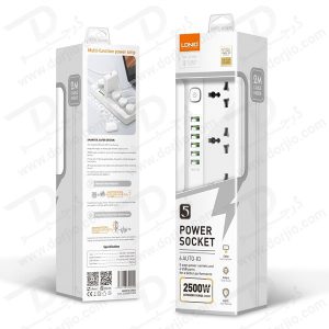 5 راهی برق + خروجی فست شارژ 17 وات USB-A برند LDNIO مدل SC5614
