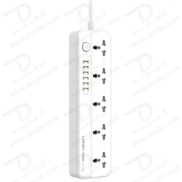 5 راهی برق + خروجی فست شارژ 17 وات USB-A برند LDNIO مدل SC5614
