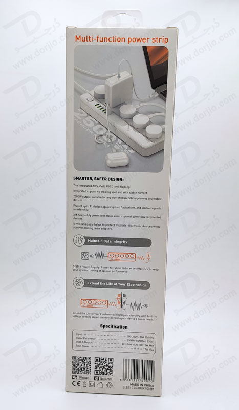 5 راهی برق + خروجی فست شارژ 17 وات USB-A برند LDNIO مدل SC5614