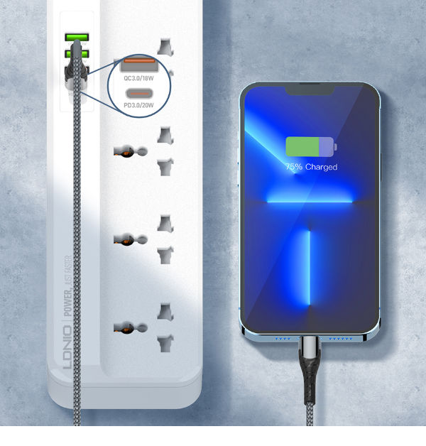 خرید 5 راهی برق + خروجی فست شارژ 20 وات USB-A و USB-C برند LDNIO مدل SC5415