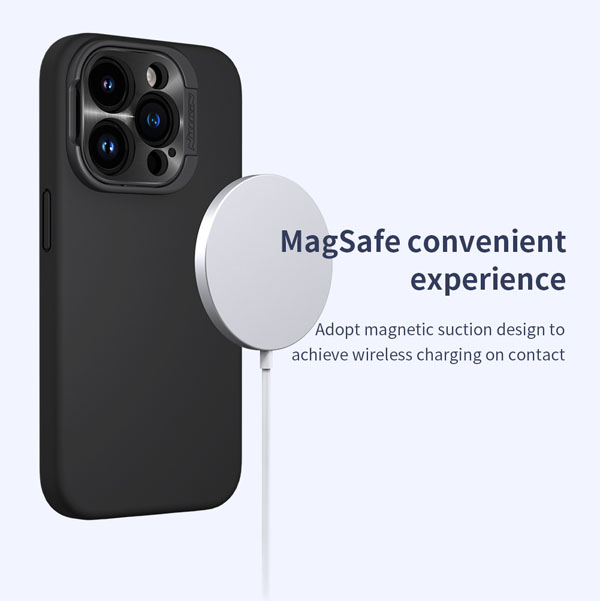 خرید قاب سیلیکونی مگنتی لنز هیبریدی iPhone 15 Pro مارک نیلکین مدل Lens Wing Magnetic
