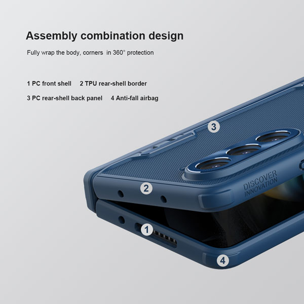 خرید قاب ضد ضربه پایه دار نیلکین Samsung Galaxy Z Fold 5 مدل Super Frosted Shield Fold ( Bracket version )