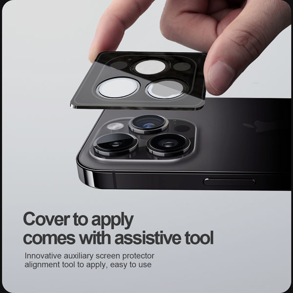 خرید محافظ لنز رینگی iPhone 15 Pro Max همراه با ابزار نصب مارک نیلکین مدل CLR Film