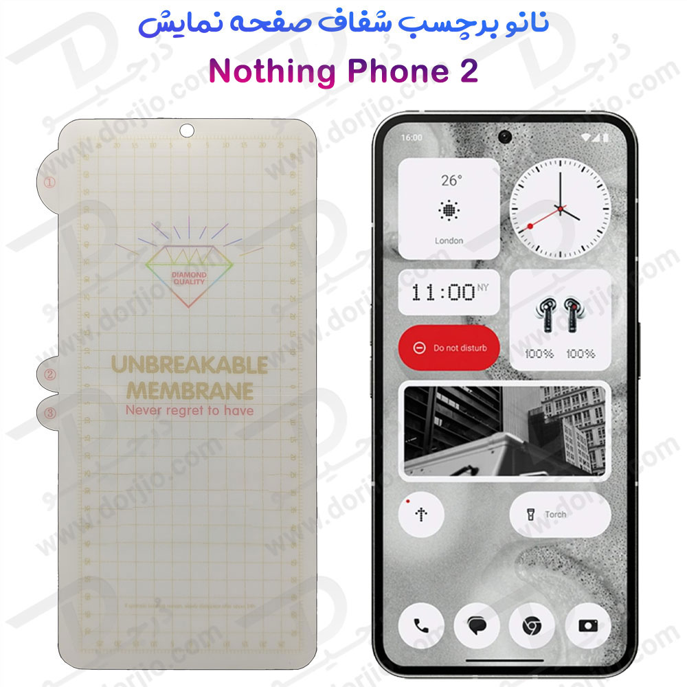 نانو برچسب هیدوروژل شفاف صفحه نمایش Nothing Phone 2 مدل Unbreakable Hydrogel