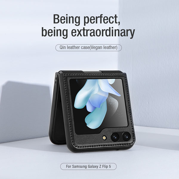 خرید کاور چرمی Samsung Galaxy Z Flip 5 مارک نیلکین مدل Qin Vegan Leather