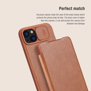 خرید کیف چرمی محافظ دوربین دار iPhone 15 Plus مارک نیلکین مدل Qin Pro Leather Case