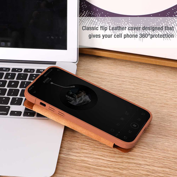 خرید کیف چرمی محافظ دوربین دار iPhone 15 Plus مارک نیلکین مدل Qin Pro Leather Case