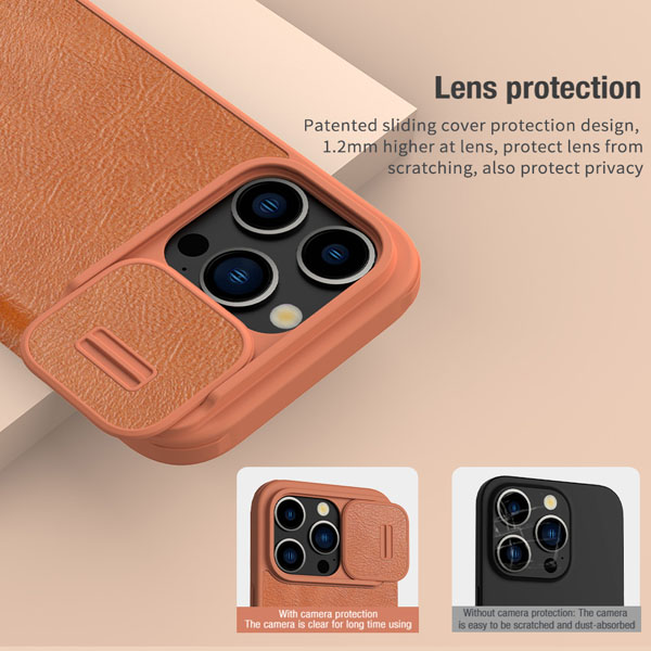 خرید کیف چرمی محافظ دوربین دار iPhone 15 Pro Max مارک نیلکین مدل Qin Pro Leather Caseخرید کیف چرمی محافظ دوربین دار iPhone 15 Pro Max مارک نیلکین مدل Qin Pro Leather Case