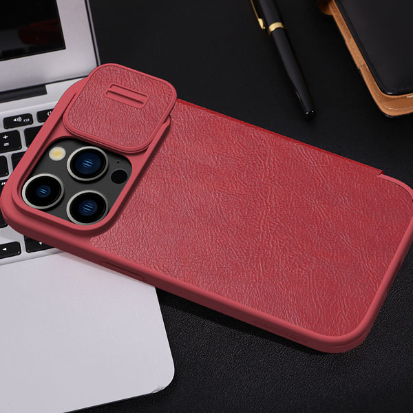 خرید کیف چرمی محافظ دوربین دار iPhone 15 Pro مارک نیلکین مدل Qin Pro Leather Caseخرید کیف چرمی محافظ دوربین دار iPhone 15 Pro مارک نیلکین مدل Qin Pro Leather Case