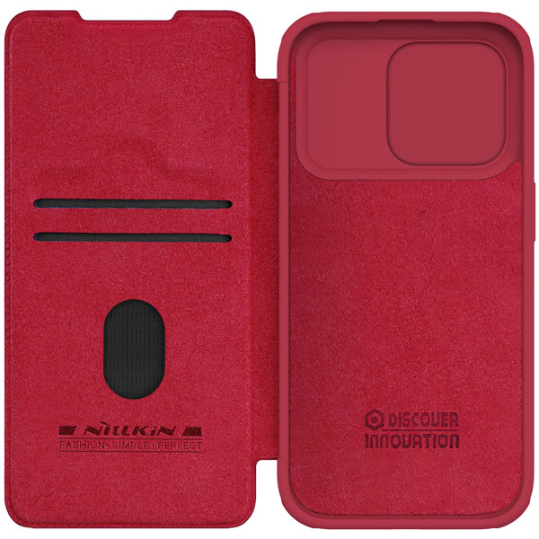 خرید کیف چرمی محافظ دوربین دار iPhone 15 Pro مارک نیلکین مدل Qin Pro Leather Case
