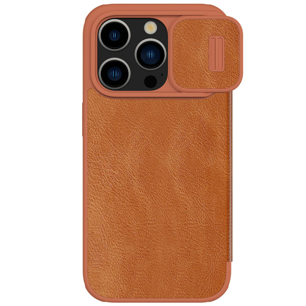 خرید کیف چرمی محافظ دوربین دار iPhone 15 Pro مارک نیلکین مدل Qin Pro Leather Case