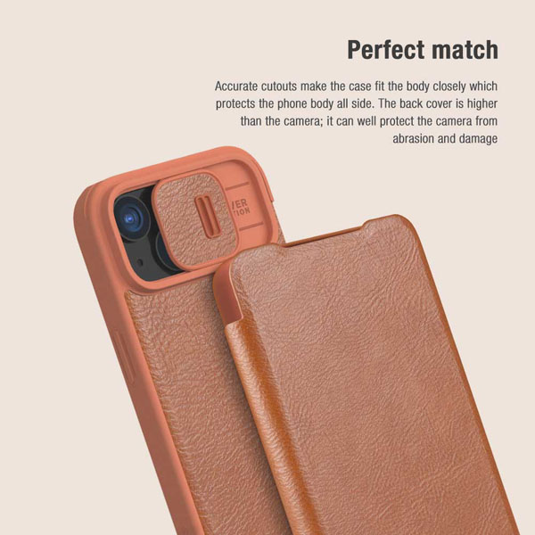 خرید کیف چرمی محافظ دوربین دار iPhone 15 مارک نیلکین مدل Qin Pro Leather Case