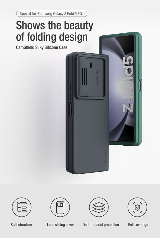 خرید گارد سیلیکونی Samsung Galaxy Z Fold 5 مارک نیلکین مدل CamShield Silky Silicone