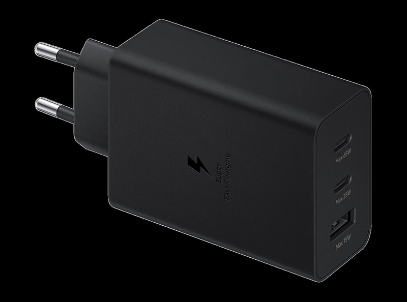 خرید شارژر سریع دیواری 65W اصلی سامسونگ با سه پورت خروجی Samsung 65W Power Adapter Trio