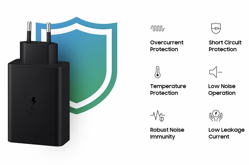 خرید شارژر سریع دیواری 65W اصلی سامسونگ با سه پورت خروجی Samsung 65W Power Adapter Trio
