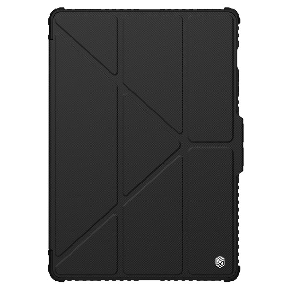خرید فلیپ کاور چرمی پشت شفاف ایربگ دار استند تاشو چند زاویه Samsung Galaxy Tab S9 Plus مارک نیلکین مدل Bumper Pro