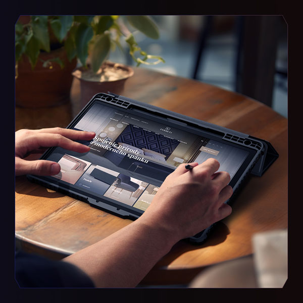 خرید فلیپ کاور چرمی پشت شفاف ایربگ دار استند تاشو چند زاویه Samsung Galaxy Tab S9 Plus مارک نیلکین مدل Bumper Pro