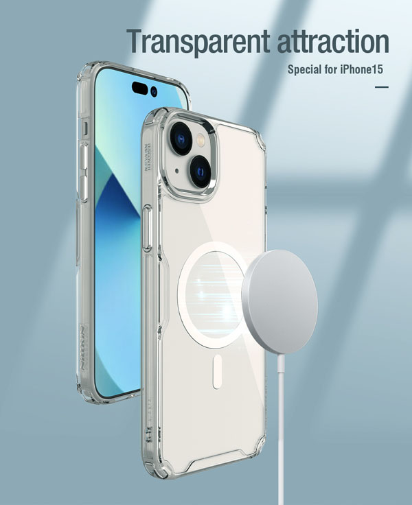 خرید قاب شفاف مگنتی نیلکین iPhone 15 Plus مدل Nature TPU Pro Magnetic