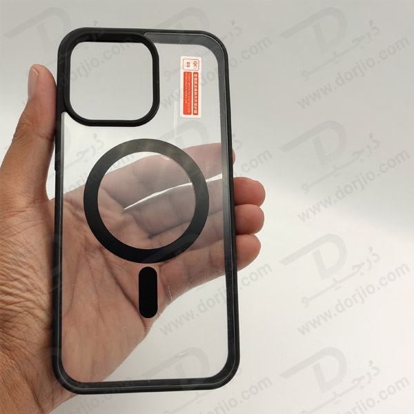 خرید قاب کریستالی شفاف مگنتی مگ سیف iPhone 15 Pro Max