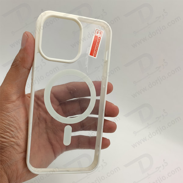 خرید قاب کریستالی شفاف مگنتی مگ سیف iPhone 15 Pro Max