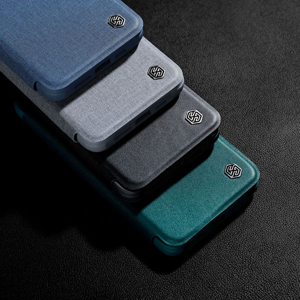 خرید کیف چرم و پارچه نیلکین iPhone 15 Pro مدل Qin Pro Plain Leather + Cloth Case