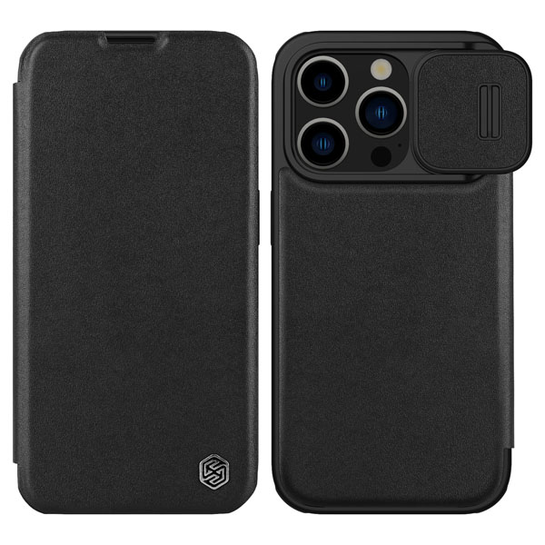 خرید کیف چرم و پارچه نیلکین iPhone 15 Pro مدل Qin Pro Plain Leather + Cloth Case