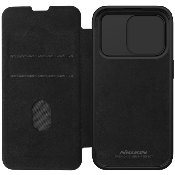 خرید کیف چرم و پارچه نیلکین iPhone 15 Pro مدل Qin Pro Plain Leather + Cloth Case