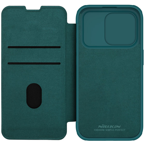 خرید کیف چرم و پارچه نیلکین iPhone 15 Pro مدل Qin Pro Plain Leather + Cloth Case