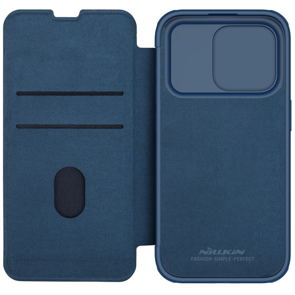 خرید کیف چرم و پارچه نیلکین iPhone 15 Pro مدل Qin Pro Plain Leather + Cloth Case