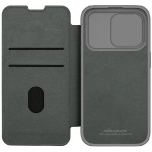 خرید کیف چرم و پارچه نیلکین iPhone 15 Pro مدل Qin Pro Plain Leather + Cloth Case