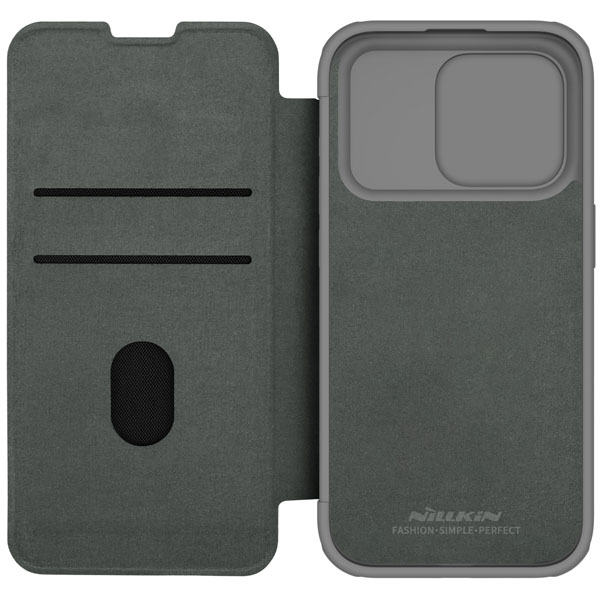 خرید کیف چرم و پارچه نیلکین iPhone 15 Pro مدل Qin Pro Plain Leather + Cloth Case