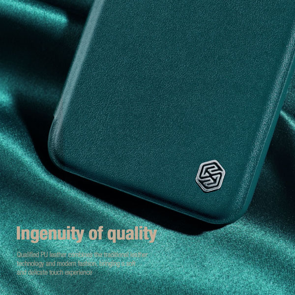 خرید کیف چرم و پارچه نیلکین iPhone 15 Pro مدل Qin Pro Plain Leather + Cloth Case