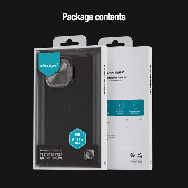 خرید گارد ضد ضربه کمرا استند نیلکین iPhone 15 Pro مدل Textured Prop