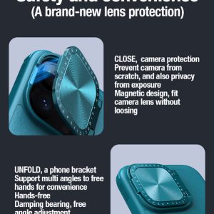 خرید گارد چرمی کمرا استند نیلکین iPhone 15 Pro مدل CamShield Prop Leather