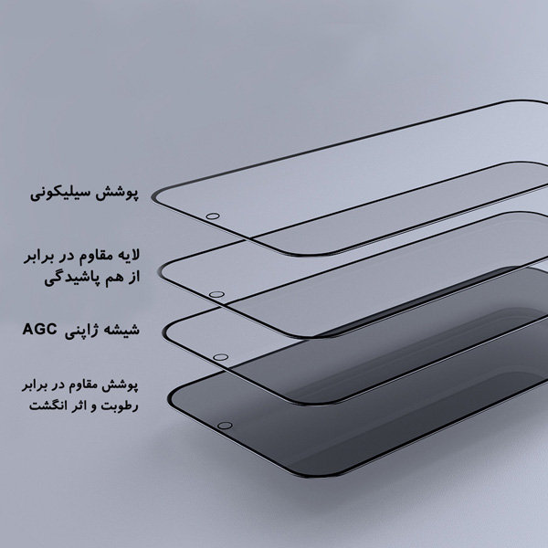 خرید گلس شیشه ای حریم شخصی با ابزار نصب iPhone 15 Pro نیلکین مدل Guardian Full Coverage Privacy