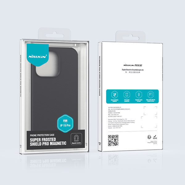 خرید قاب ضد ضربه مگنتی نیلکین iPhone 15 Pro Max مدل Super Frosted Shield Pro Magnetic