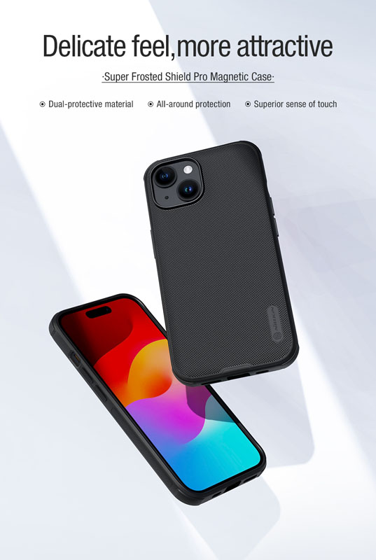 خرید قاب ضد ضربه مگنتی نیلکین iPhone 15 مدل Super Frosted Shield Pro Magnetic