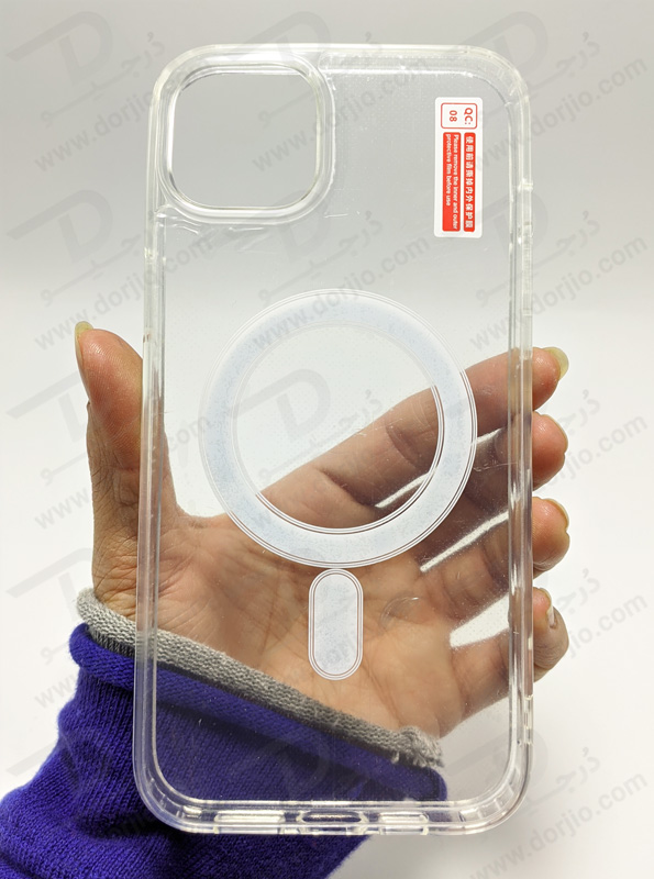 خرید قاب کریستالی شفاف مگنتی مگ سیف iPhone 15 Plus