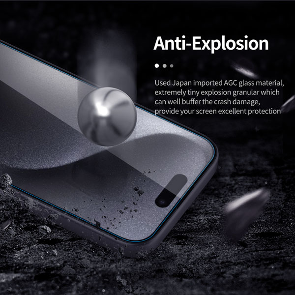 خرید محافظ صفحه نمایش شیشه ای iPhone 15 Pro Max مارک نیلکین مدل H+Pro Anti-Explosion